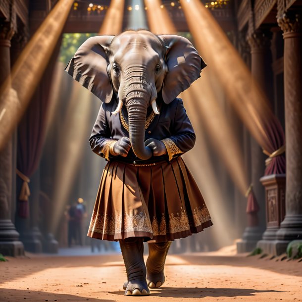 Photo of a elephant in a brown skirt