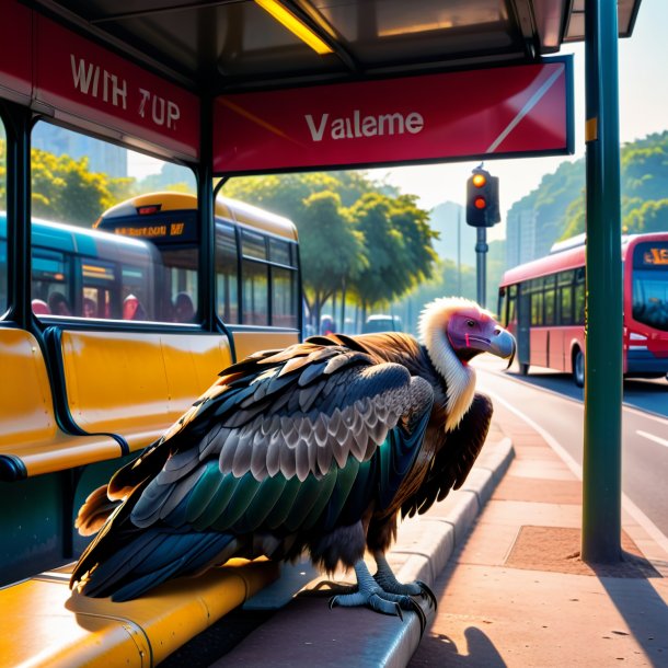 Photo d'un sommeil d'un vautour sur l'arrêt de bus