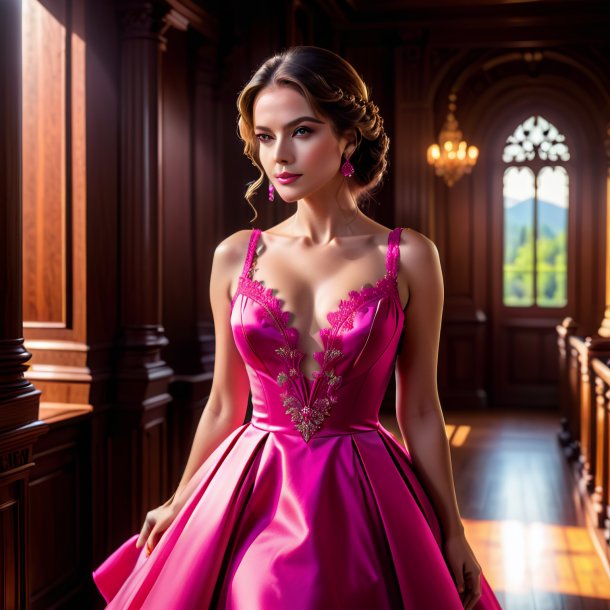 Foto de um vestido rosa quente de madeira