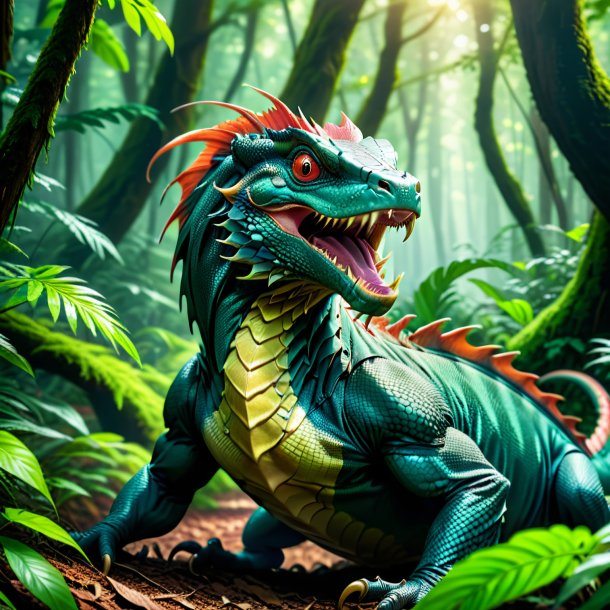 Imagem de uma ameaça de um basilisk na floresta