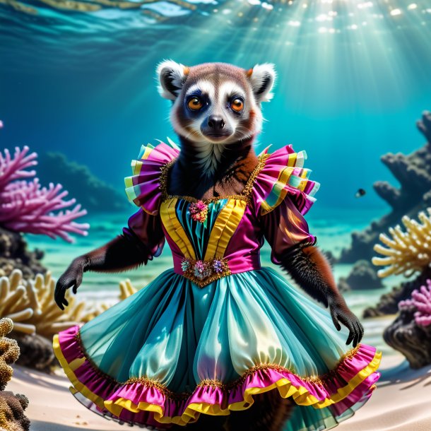 Photo of a lemur in a dress in the sea