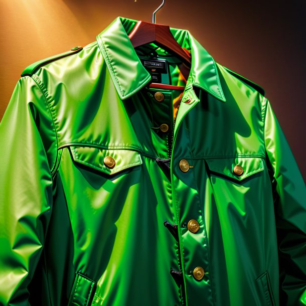 Photo of a pea green jacket from polyethylene