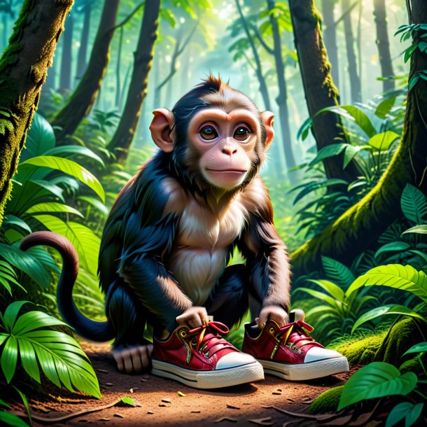 Pic of a monkey in a shoes in the forest