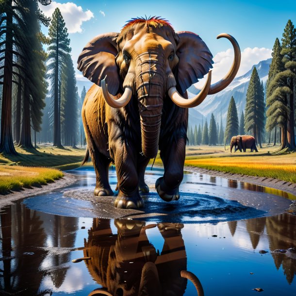 Pic of a mammoth in a belt in the puddle