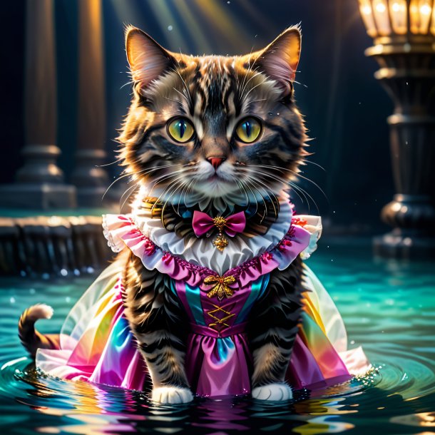 Foto de un gato en un vestido en el agua