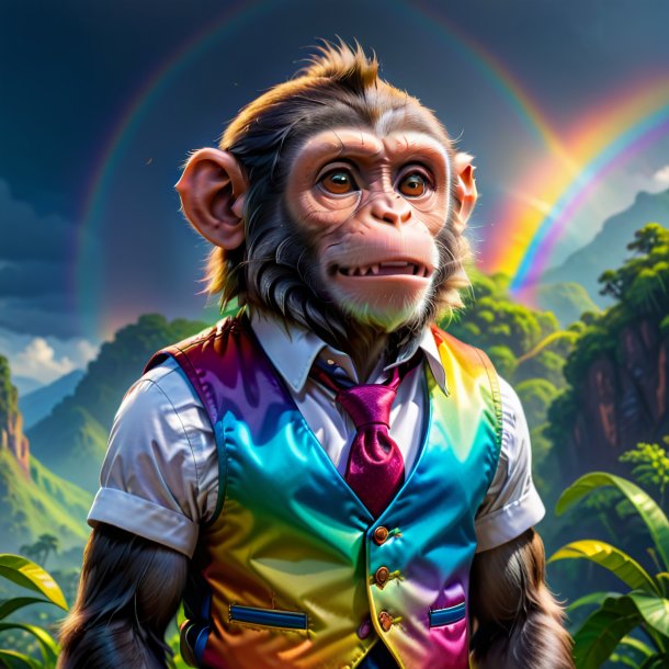 Photo of a monkey in a vest on the rainbow