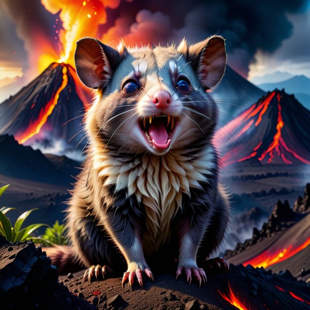 Pic d'un cri d'opossum dans le volcan