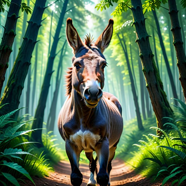 Picture of a threatening of a donkey in the forest