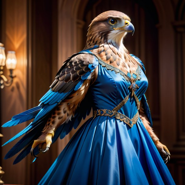 Photo of a hawk in a blue dress