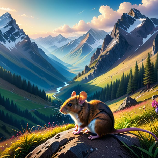 Pic of a waiting of a mouse in the mountains