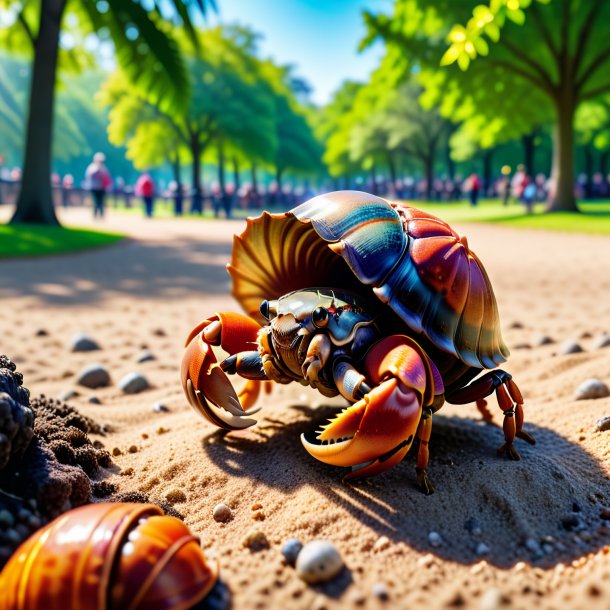 Pic d'un jeu de crabe ermite dans le parc