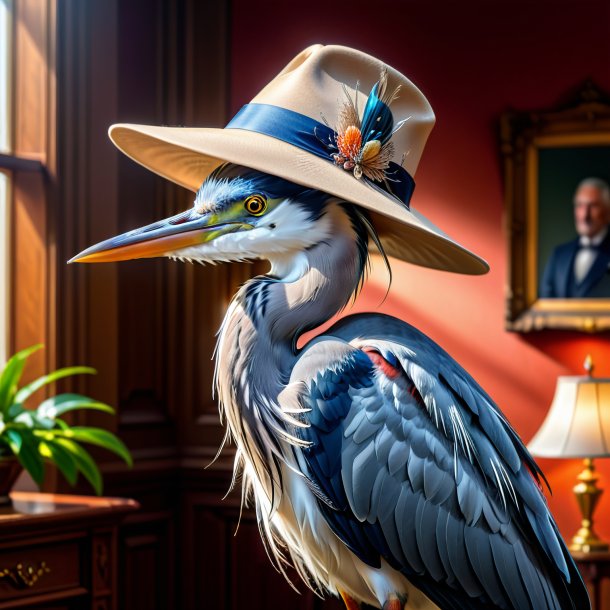 Pic of a heron in a hat in the house