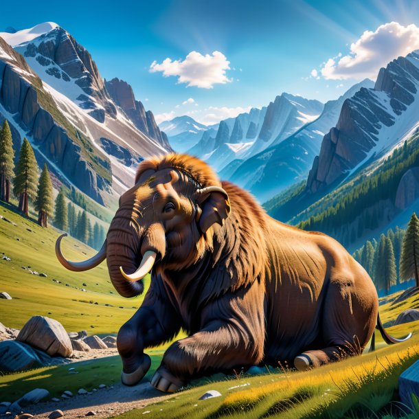 Image of a resting of a mammoth in the mountains