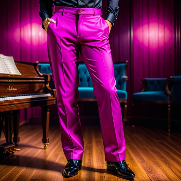 Image of a magenta trousers from wood