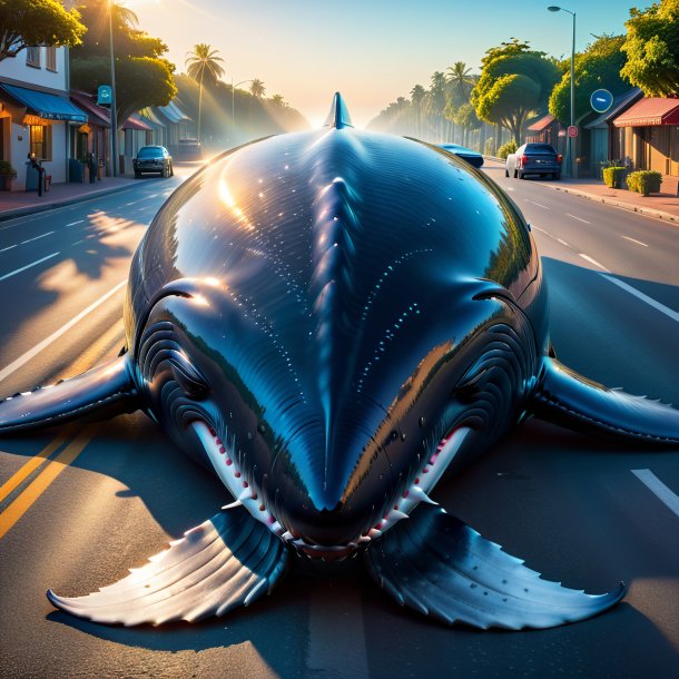 Image of a sleeping of a whale on the road