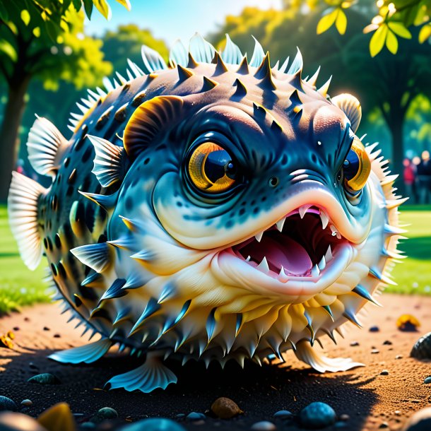 Image of a angry of a pufferfish in the park