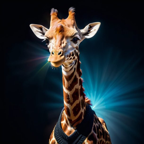 Foto de uma girafa em um suéter preto