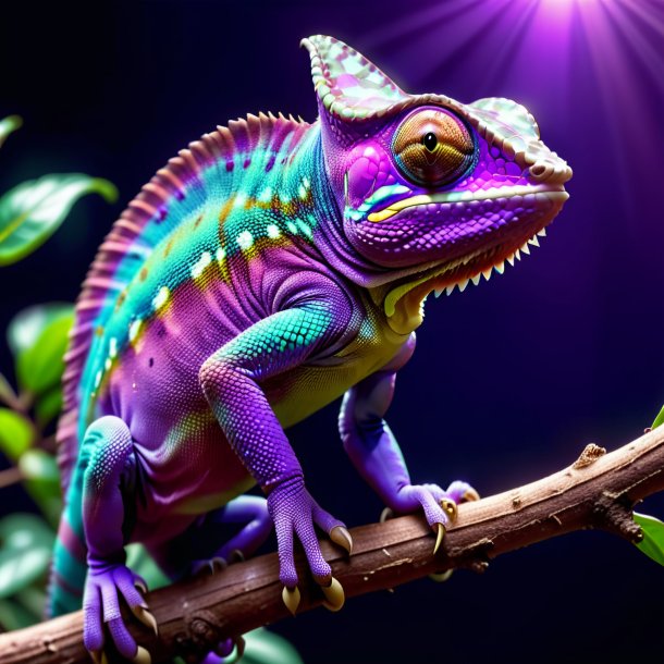 Image of a purple dancing chameleon