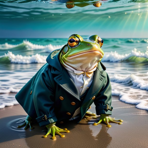 Photo of a frog in a coat in the sea