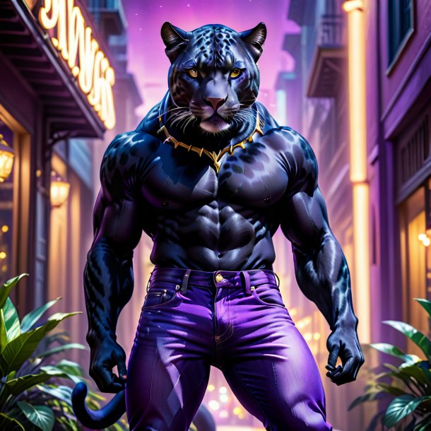 Imagem de uma pantera em um jeans roxo