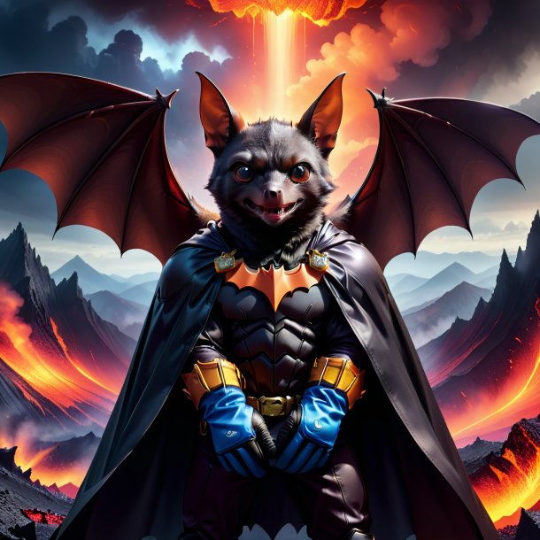 Illustration of a bat in a gloves in the volcano