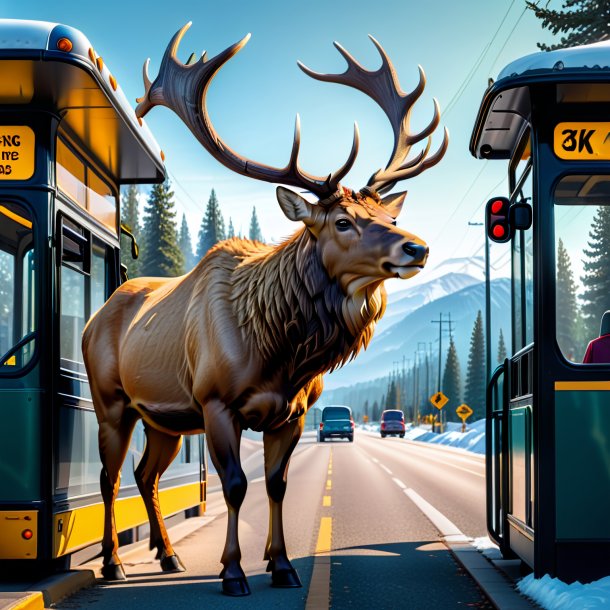 Picture of a threatening of a elk on the bus stop