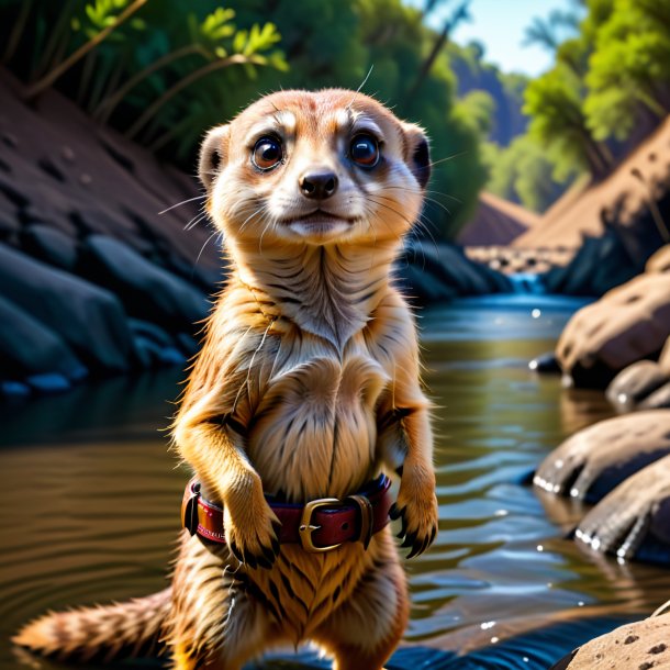 Drawing of a meerkat in a belt in the river