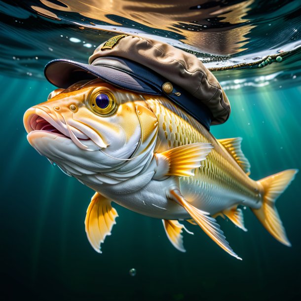 Image of a haddock in a cap in the water