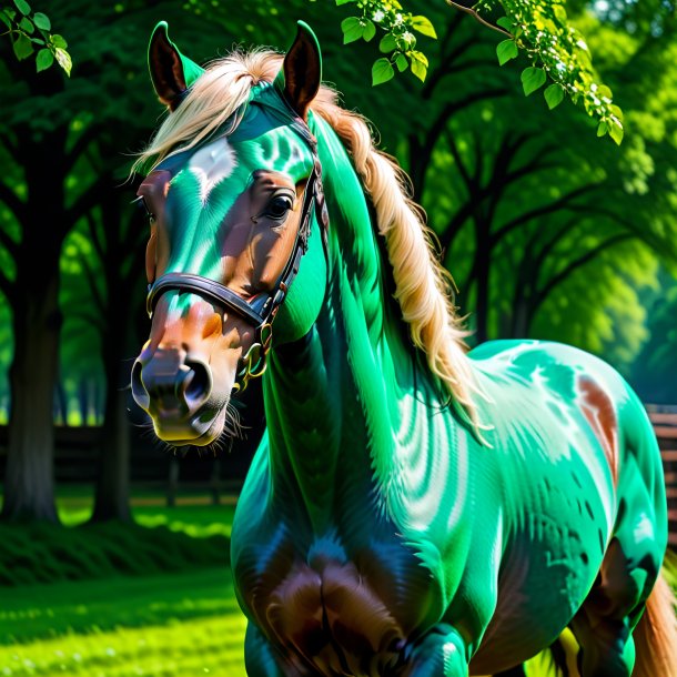 Foto de un caballo con un abrigo verde