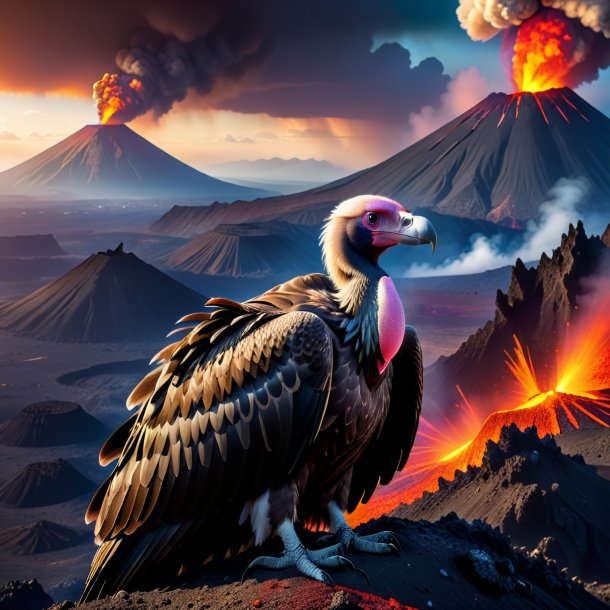 Image of a resting of a vulture in the volcano