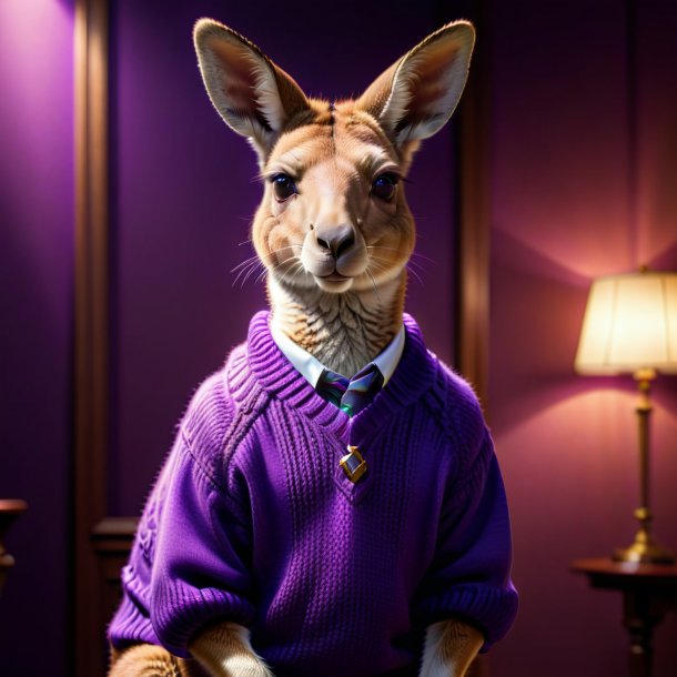 Picture of a kangaroo in a purple sweater