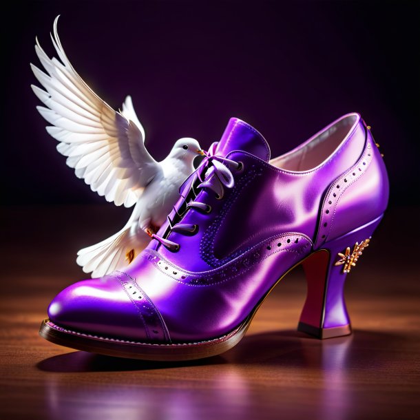 Image of a dove in a purple shoes