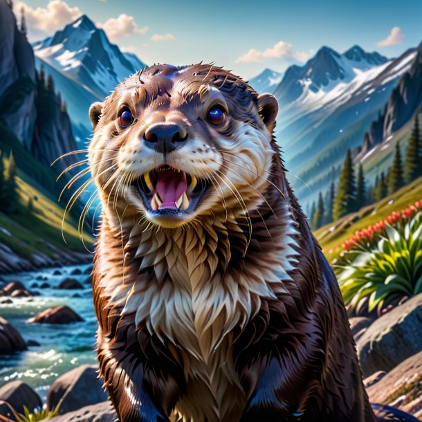 Pic of a threatening of a otter in the mountains