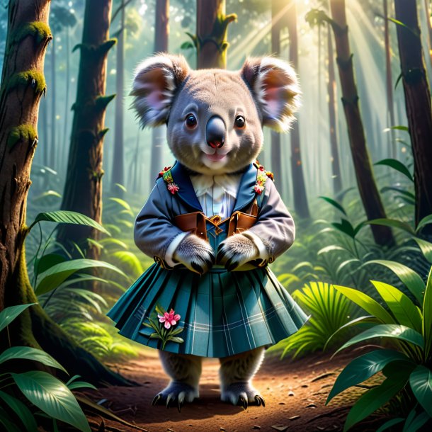 Photo of a koala in a skirt in the forest