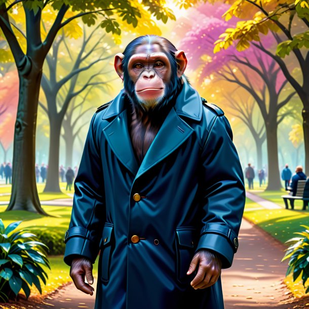 Illustration of a chimpanzee in a coat in the park