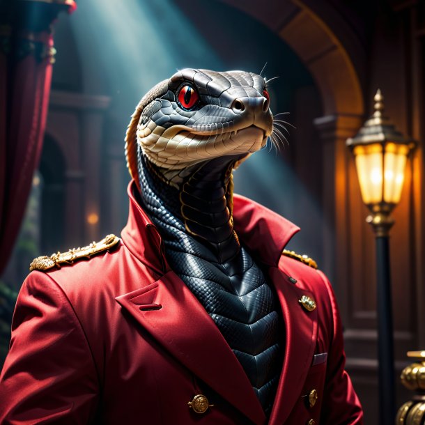 Pic d'un cobra roi dans un manteau rouge