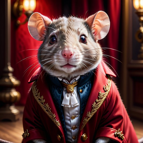 Photo of a rat in a red coat