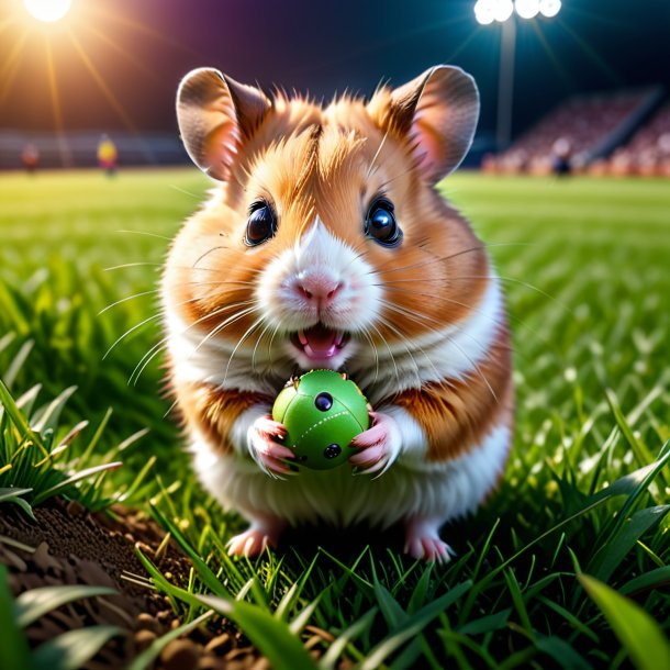 Picture of a playing of a hamster on the field