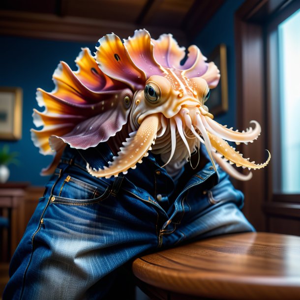 Picture of a cuttlefish in a jeans in the house