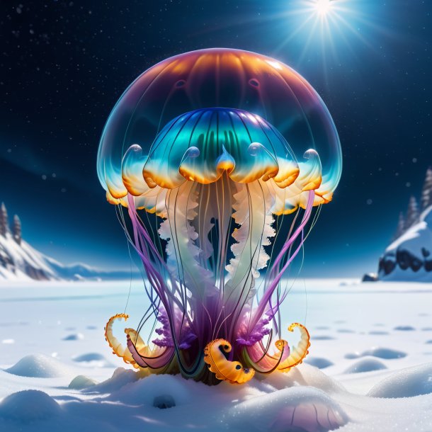 Pic of a waiting of a jellyfish in the snow