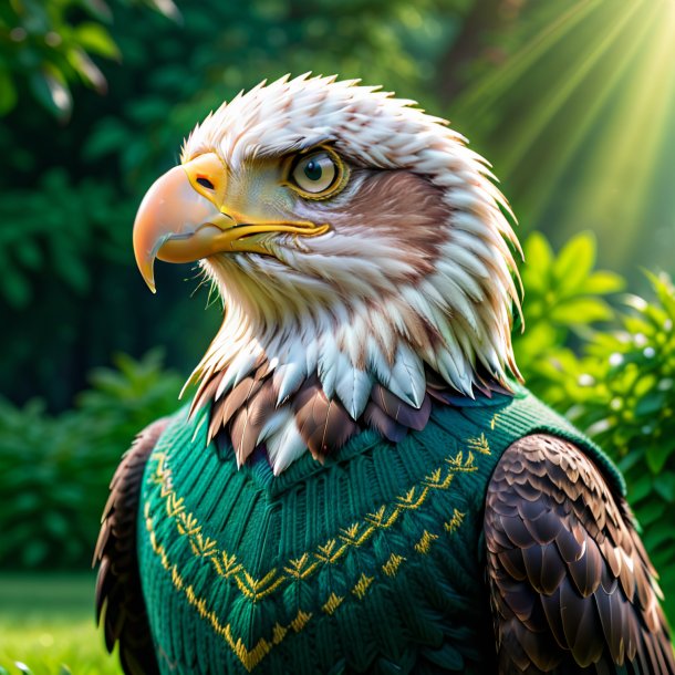 Pic of a eagle in a green sweater