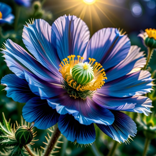 Photo of a navy blue prickly poppy