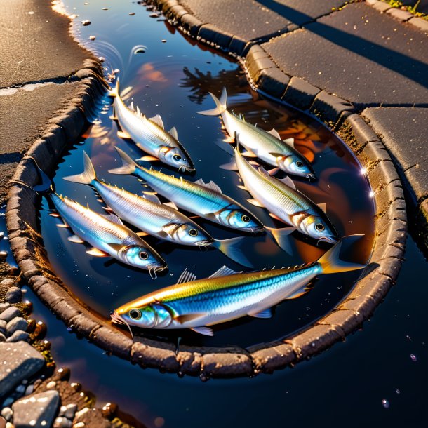 De uma bebida de uma sardinha na poça