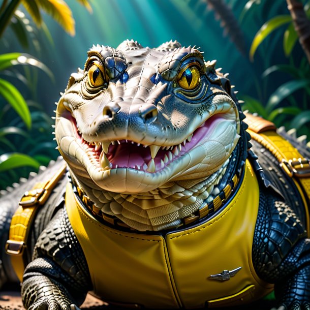 Pic d'un alligator dans une ceinture jaune