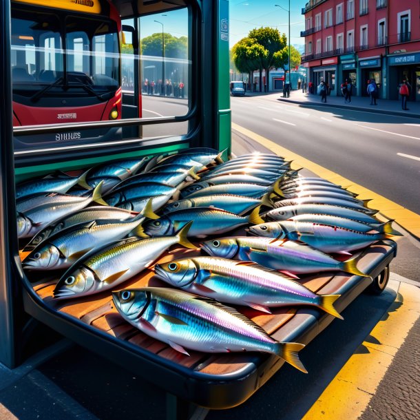 Photo of a sleeping of a sardines on the bus stop