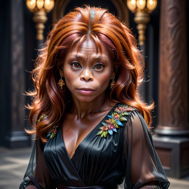 Pic of a orangutan in a black dress