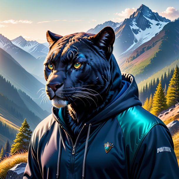 Pic of a panther in a hoodie in the mountains