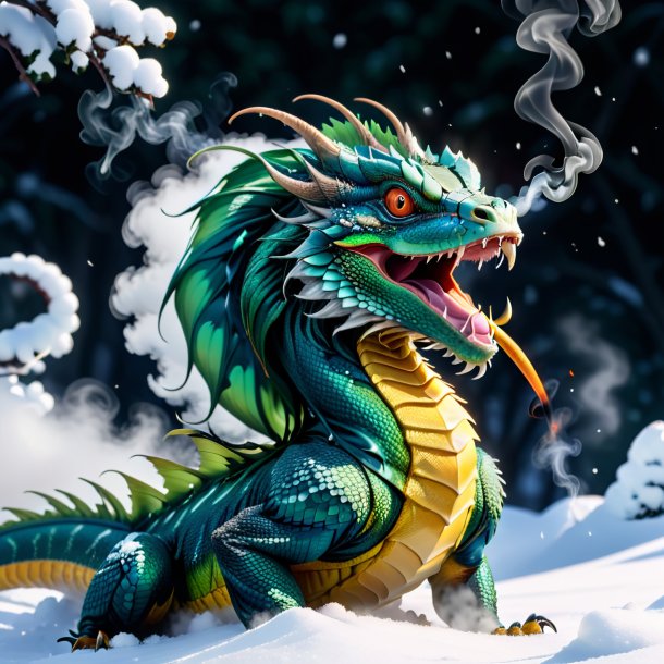 Pic of a smoking of a basilisk in the snow