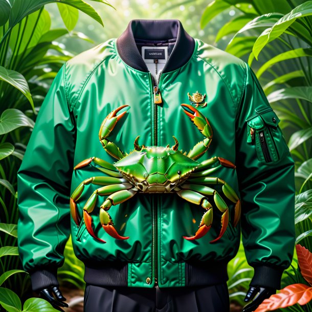 Photo of a crab in a green jacket