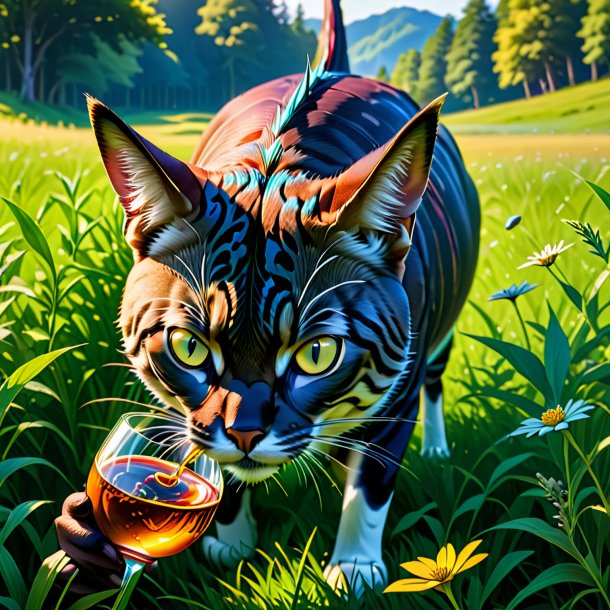 Picture of a drinking of a tuna in the meadow